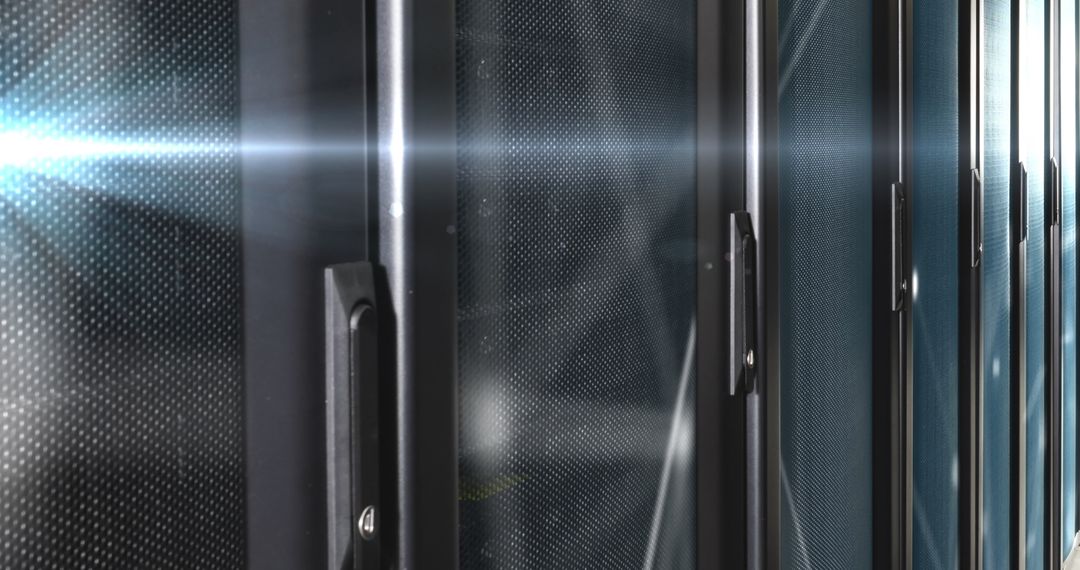 Futuristic Data Server Room with Moving Lights