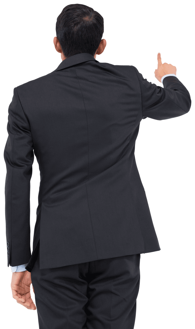 Businessman Pointing Finger on Transparent Background, Professional Gesture