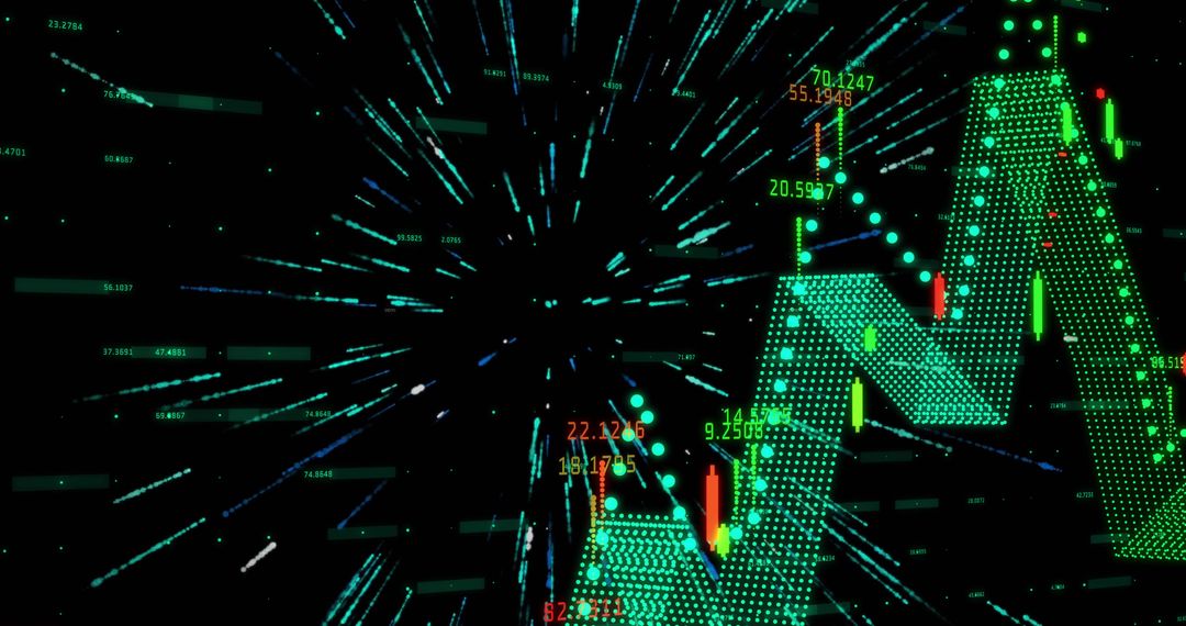 Futuristic 3D Digital Chart with Financial Data Visualization