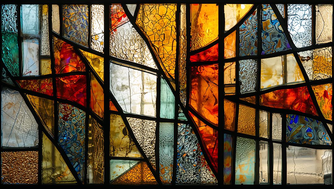 Vibrant Abstract Stained Glass Window Illuminates Chapel Interiors