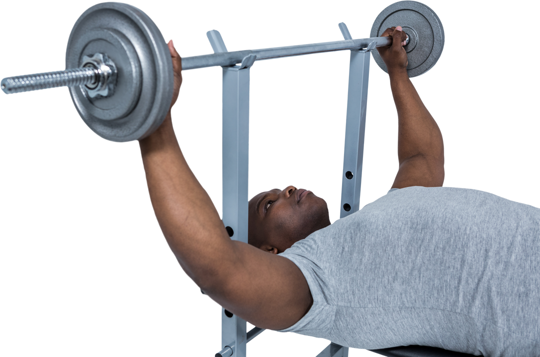 Transparent Fit Man Exercising on Bench Press with Barbell - Download Free Stock Images Pikwizard.com