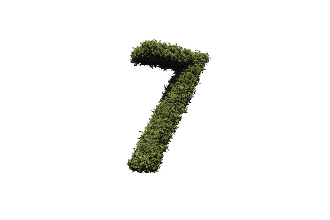 Transparent Leafy Number 7 with Nature Theme