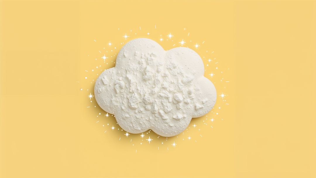 Abstract Cloud Form with Sparkling Accents on Yellow Background