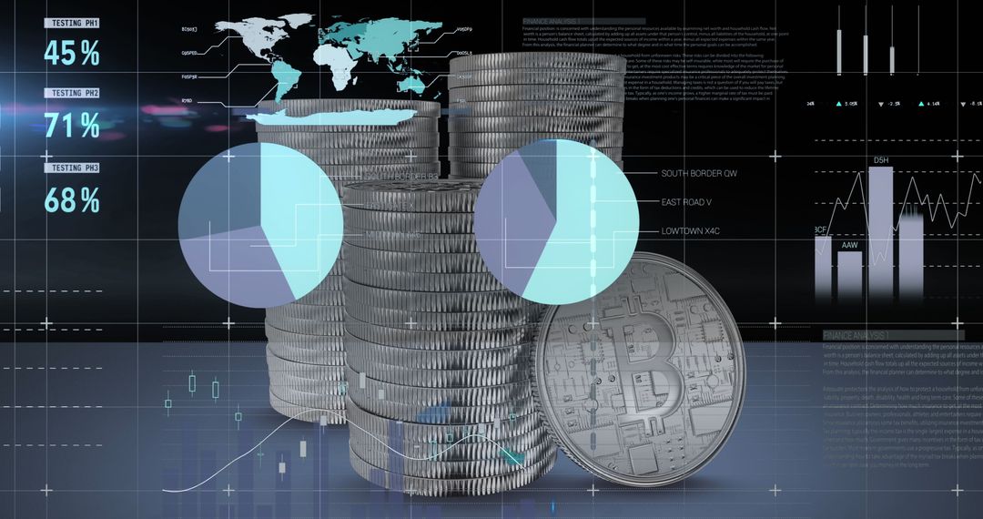 Digital Coin Stack Representing Global Cryptocurrency Market Analysis