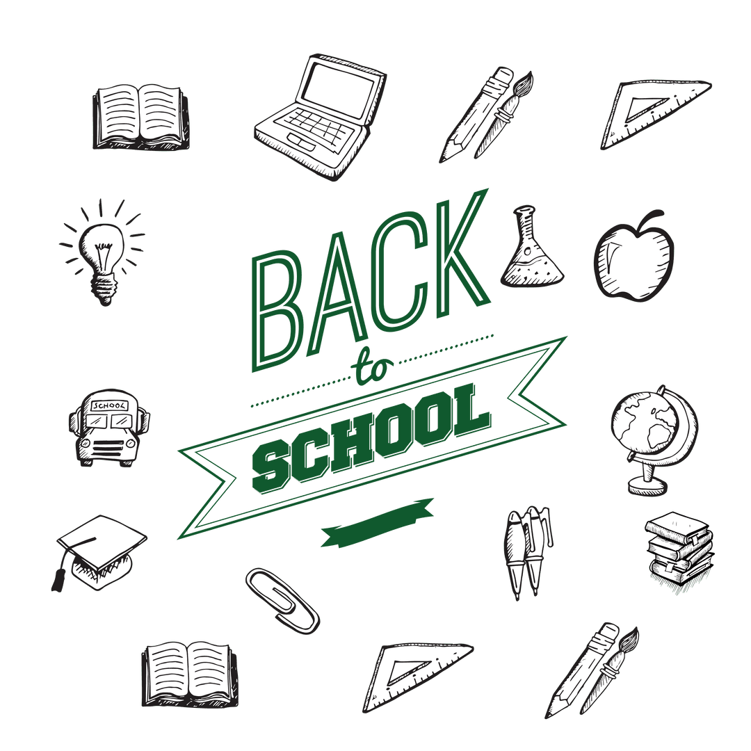 Transparent Back to School Icons with Educational Tools
