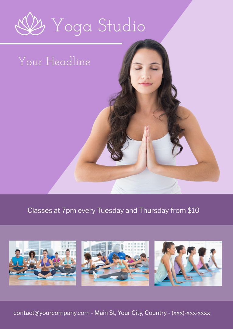 Serene Woman in Meditation Yoga Pose for Wellness and Yoga Studio Ads -  Download Free Template from Pikwizard