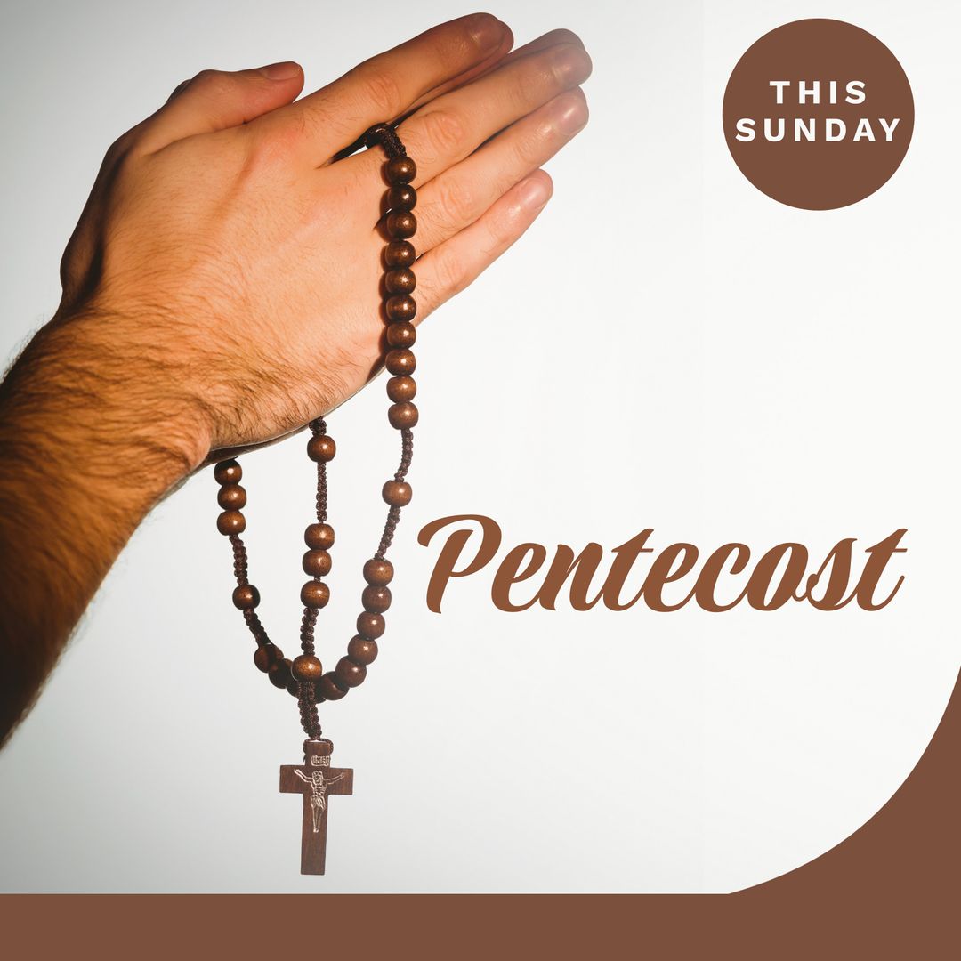 Hands Holding Rosary for Pentecost Celebration Announcement - Download Free Stock Templates Pikwizard.com