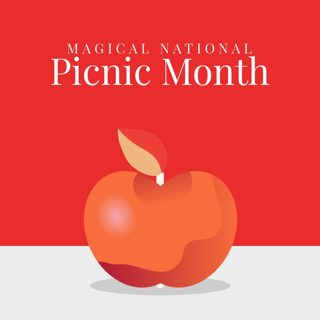 Magical National Picnic Month Illustration with Apple