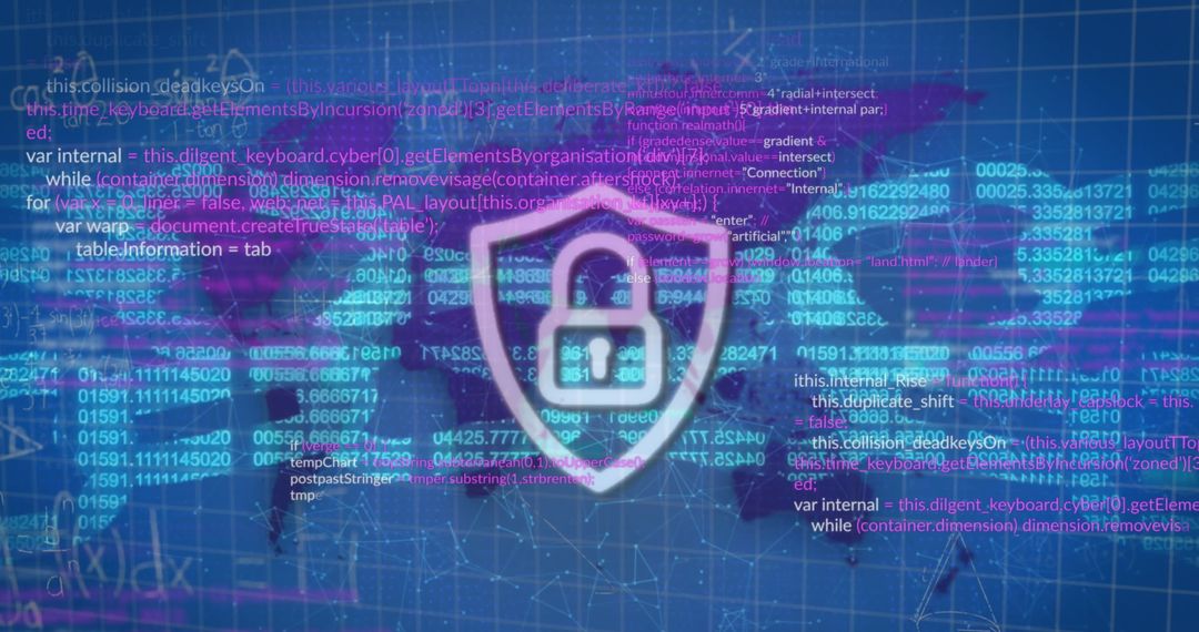 Cybersecurity Concept with Oversized Padlock and Digital Data