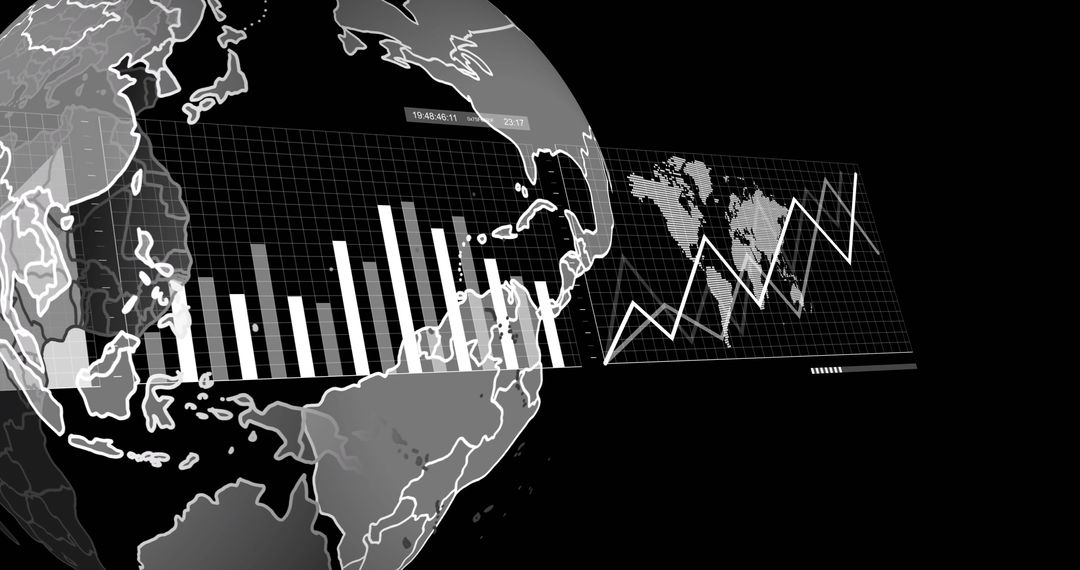 Digital data analysis on global map with graphs and computations