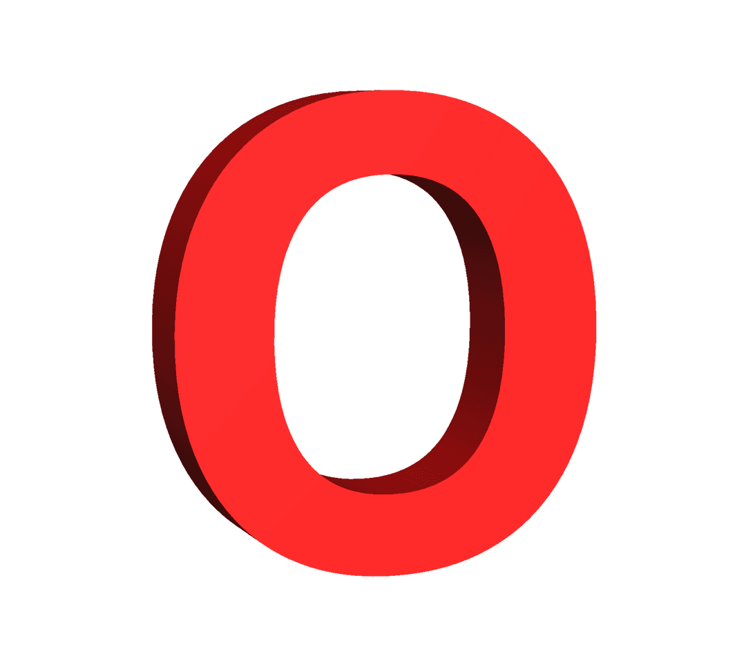 Red 'O' Letter Tourié on Transparent Background for Insightful Communication Design