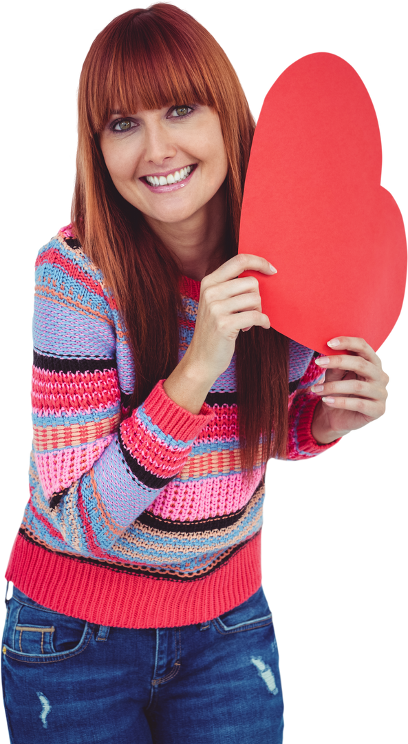 Smiling Woman Holding Transparent Red Heart Isolated On White Background - Download Free Stock Images Pikwizard.com