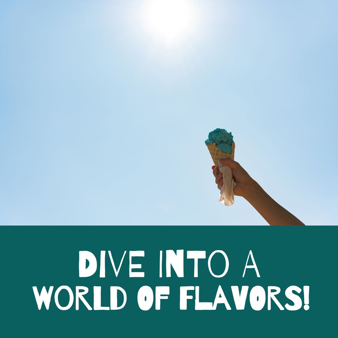 Celebrating Ice Cream Day with Vibrant Sky and Delicious Cone