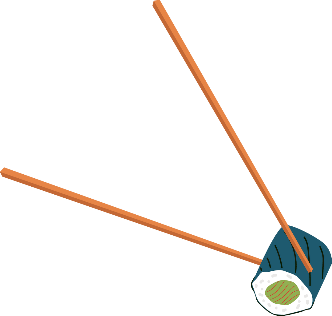 Transparent Maki Sushi Roll with Chopsticks I Flat Design