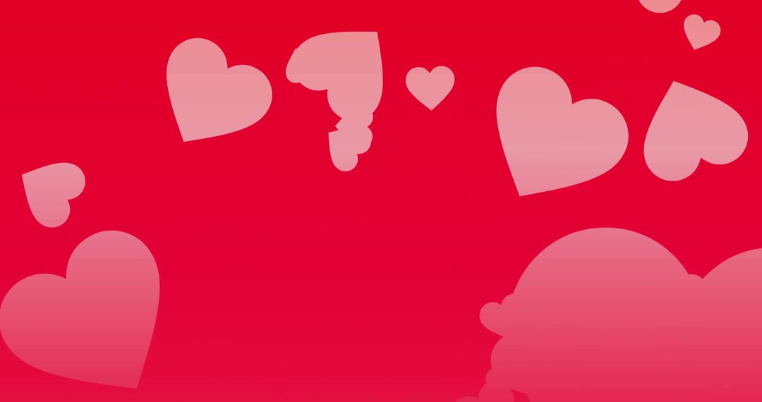Pink Hearts Floating on Red Background for Valentine's Day