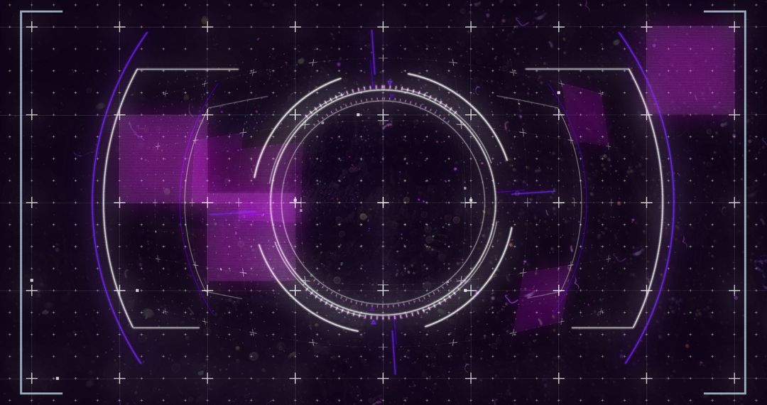 Futuristic Digital Interface with Neon Grid and Circular Scope