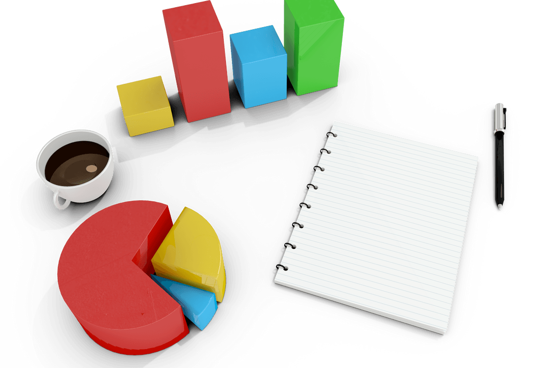 Colorful Data and Notebook Illustration on Transparent Background