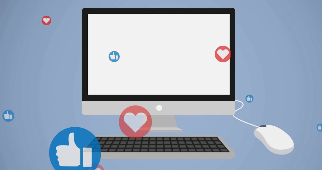 Computer Screen with Social Media Reaction Icons