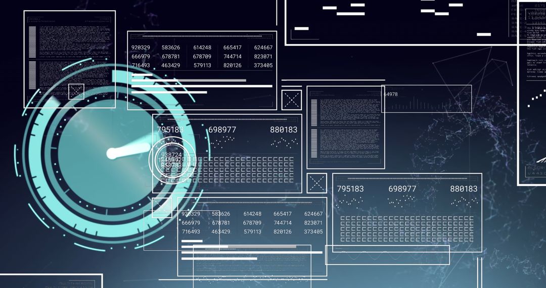 Digital Interface with Holographic Clock and Data Visualization