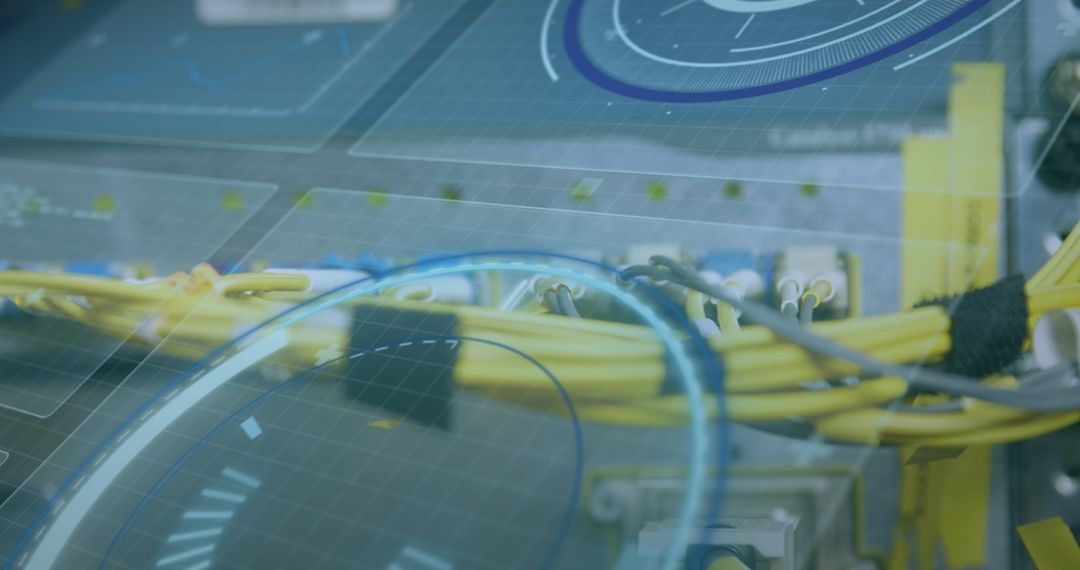 Futuristic Data Processing Interface with Network Cables