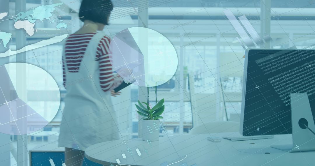 Analyzing Data in Modern Office with Digital Interface Overlays