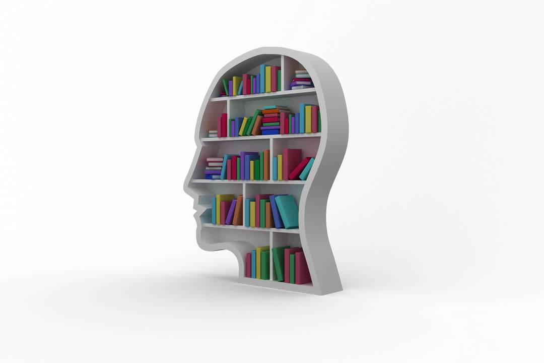 Bookshelf Shaped Like Head on Transparent Background - Download Free Stock Images Pikwizard.com