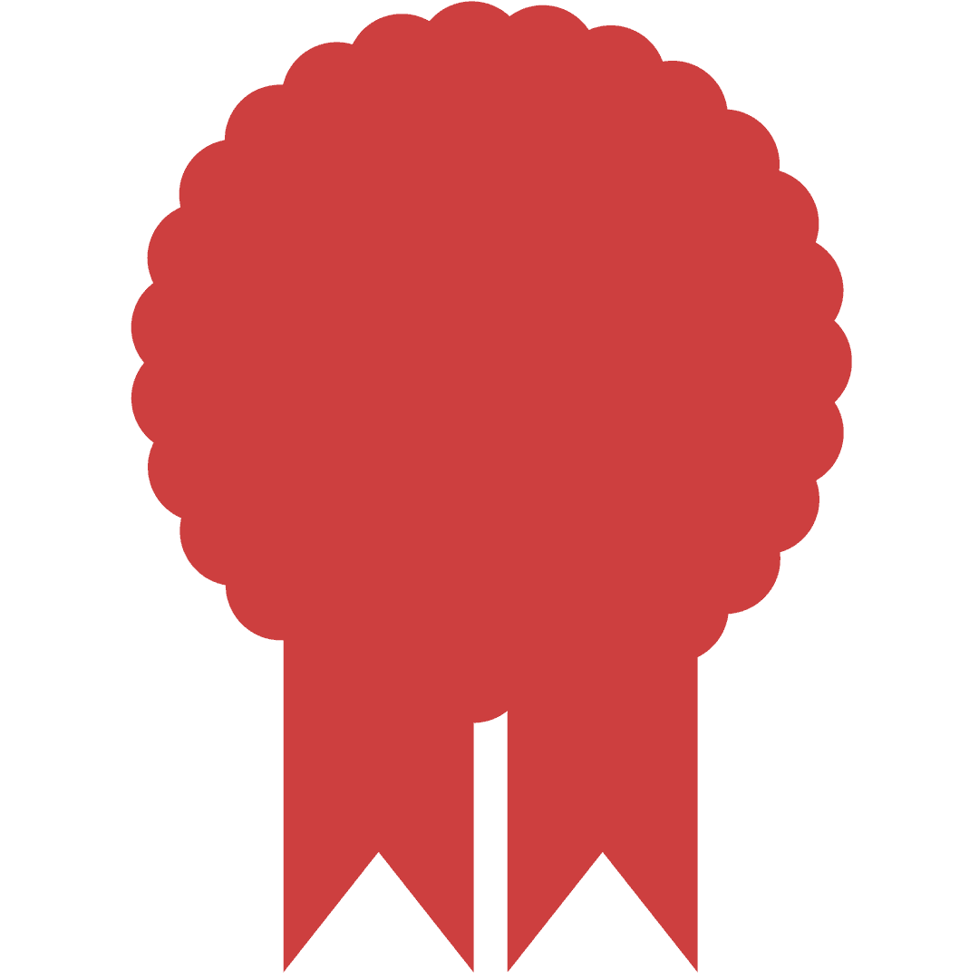 Minimalist red ribbon emblem with transparent background