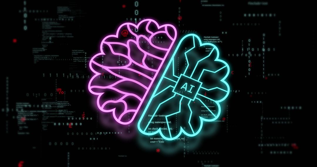 Neon Brain Illustration Representing Artificial Intelligence Concepts
