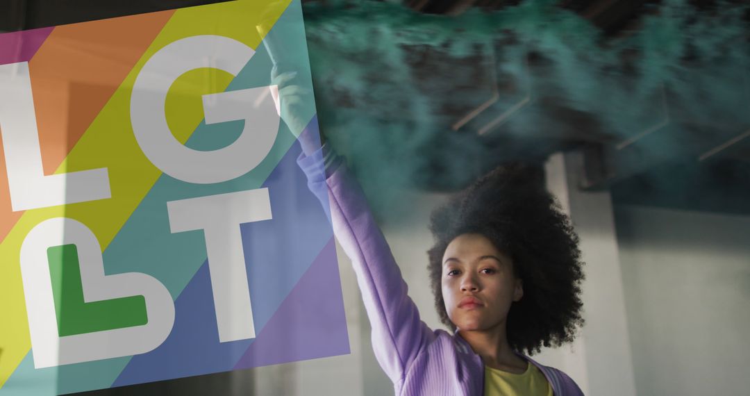 Young Activist Holding LGBT Sign in Vibrant Urban Setting - Free Images, Stock Photos and Pictures on Pikwizard.com