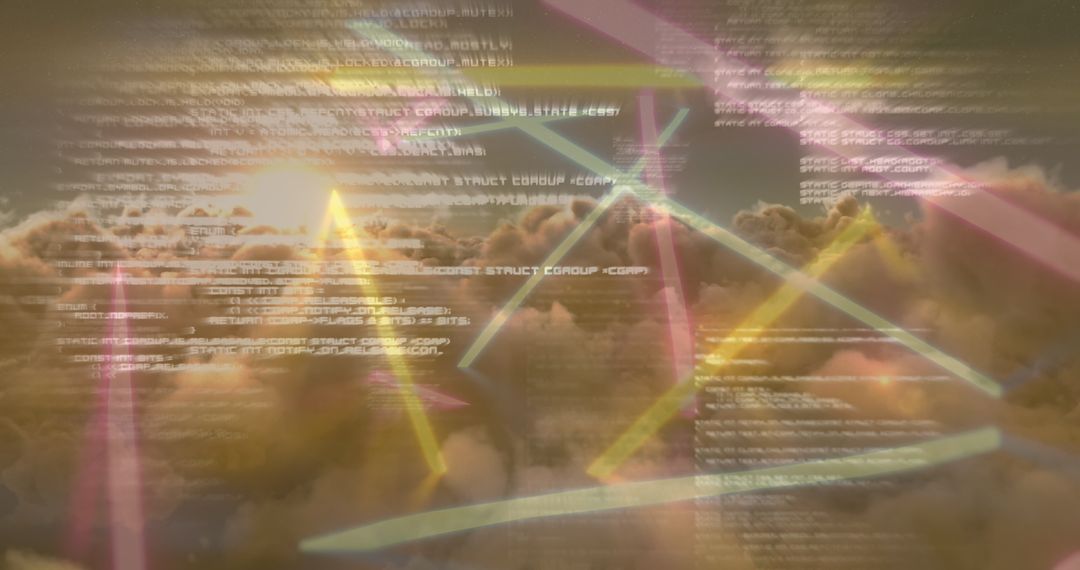 Digital Data Cascade Overneath Dreamy Horizon