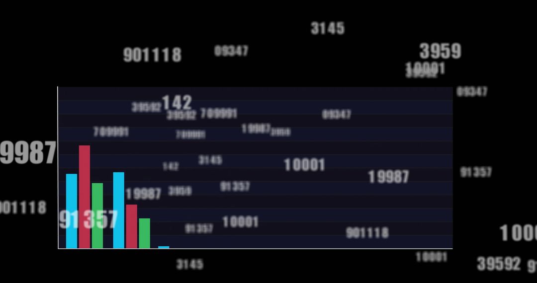 Digital Data Visualization with Tech-Inspired Bar Graph and Numbers