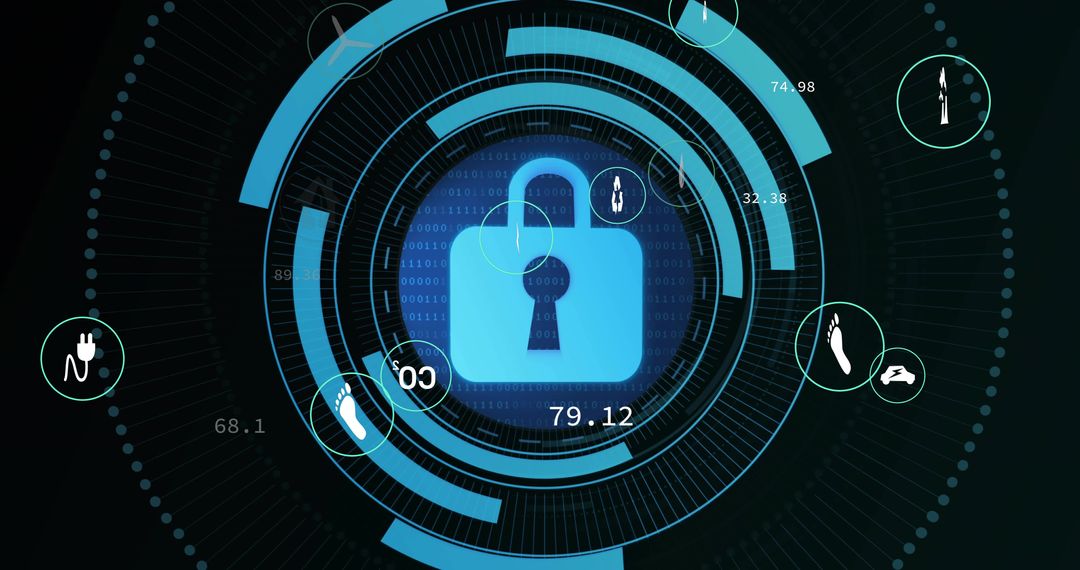 Digital Security Interface with Blue Padlock Icon