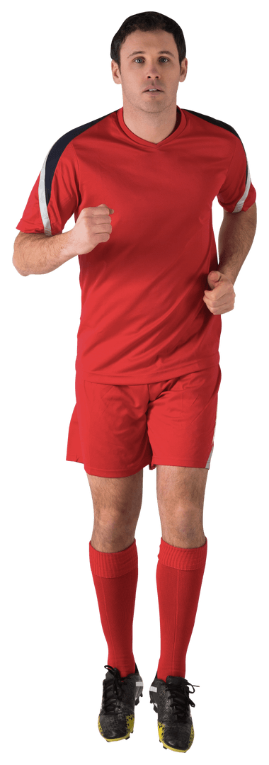 Transparent PNG Young Male Football Player Running Red Kit