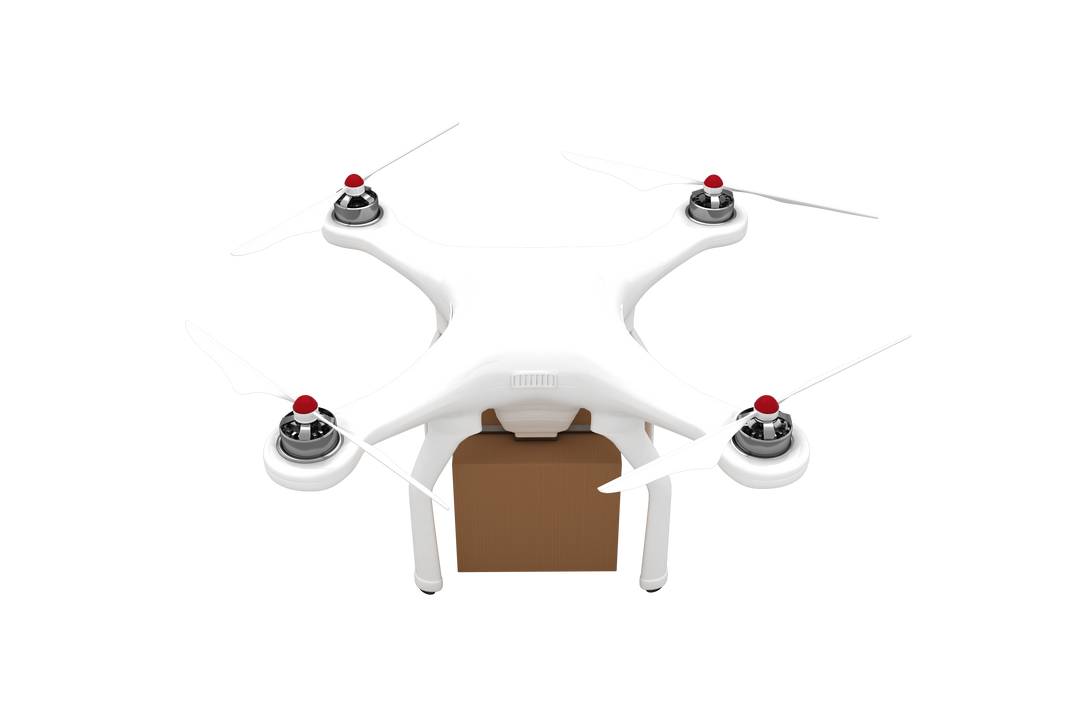 Transparent View of Drone Carrying Brown Box for Delivery - Download Free Stock Images Pikwizard.com