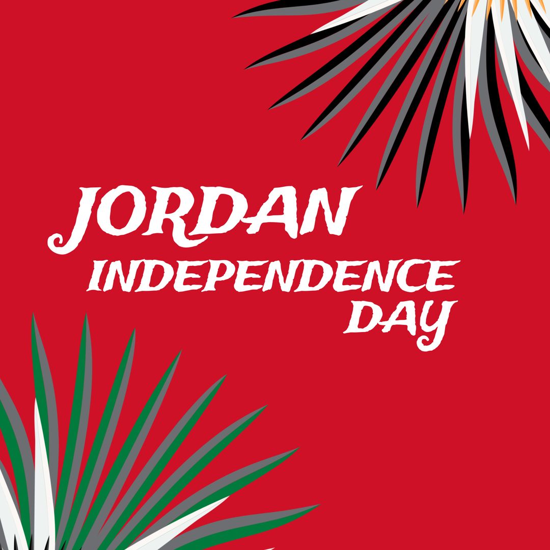 Festive Jordan Independence Day Design with Vibrant Palms