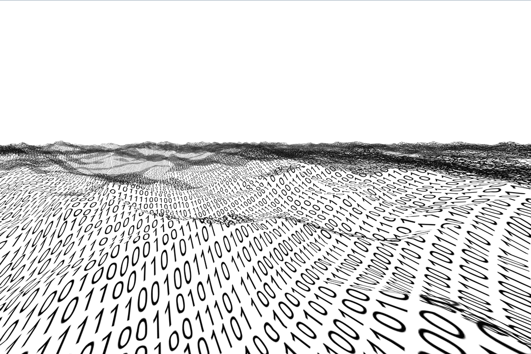 Digital data landscape on transparent background