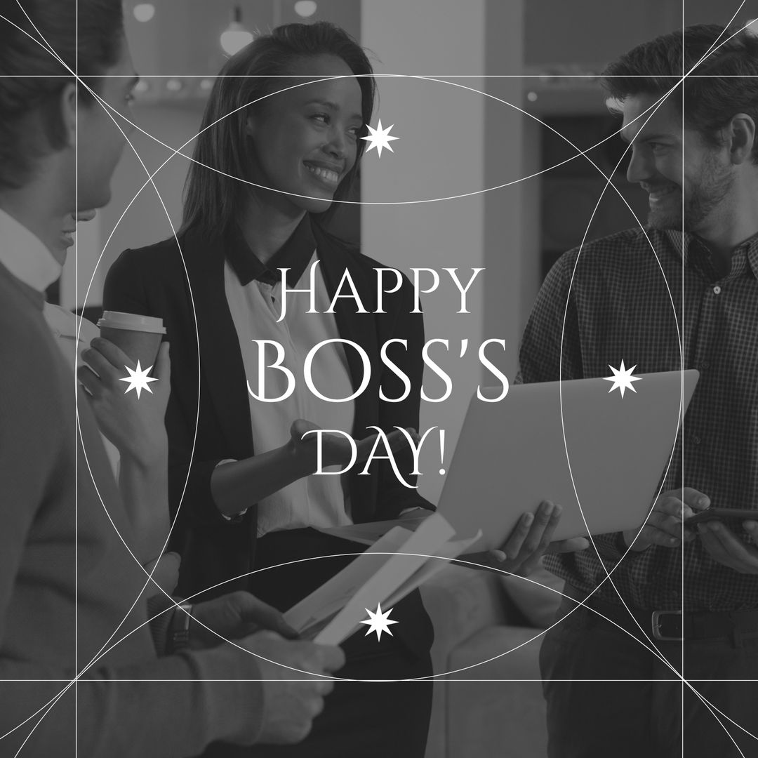 Colleagues Celebrating Boss's Day with Team Meeting and Laughter