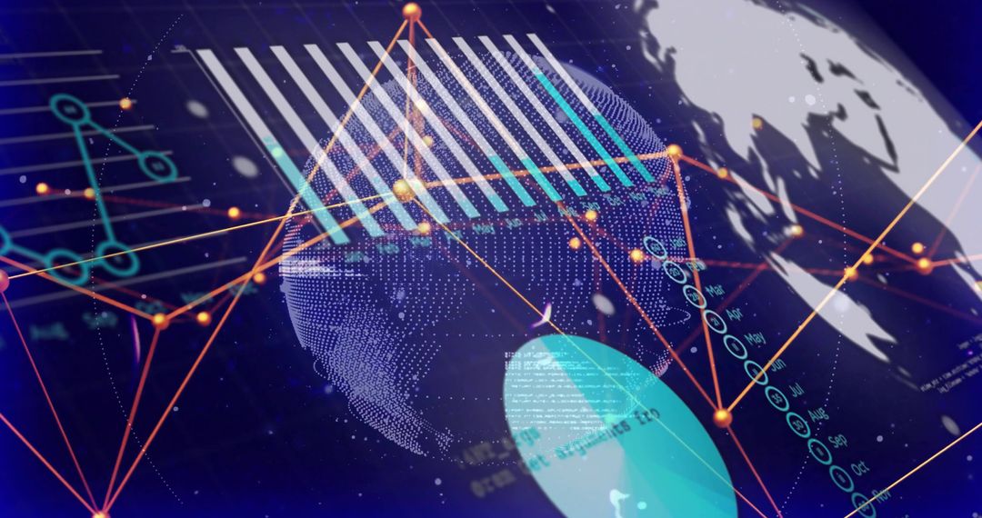 Pulsing Digital Globe with Data Points and Links in Futuristic Visualization