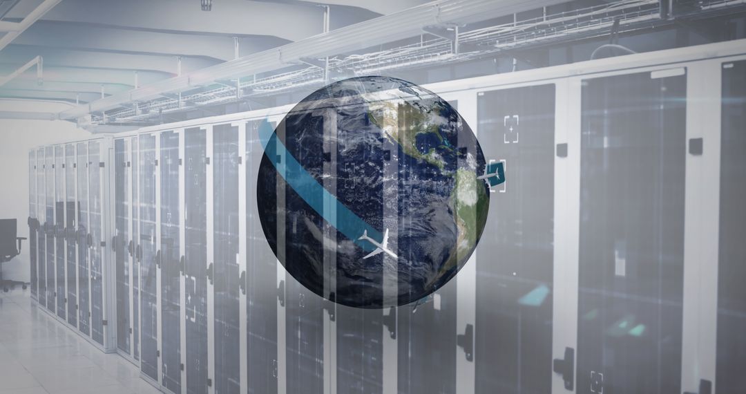 Global Networking Concept with Servers and Digital Earth