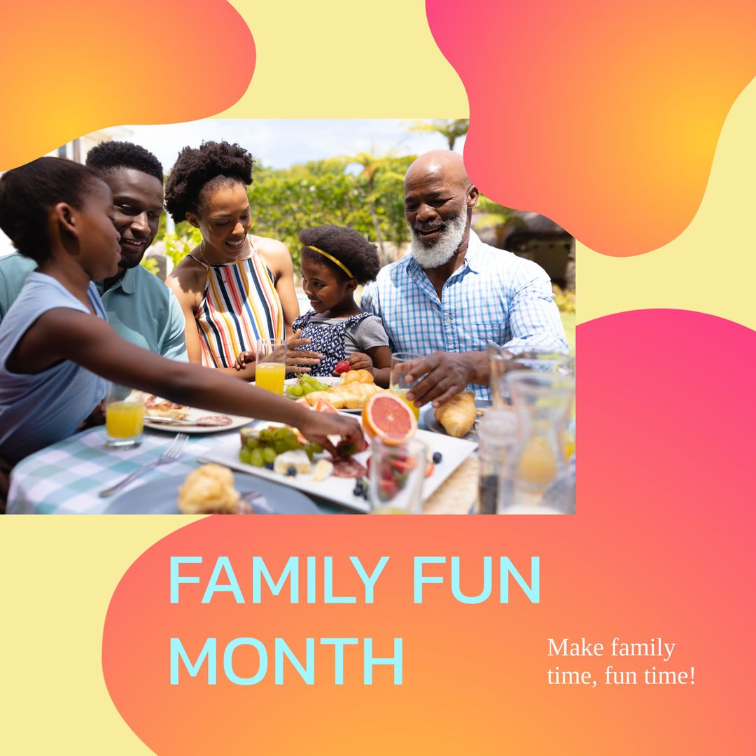 Multi-generational African American Family Enjoying Outdoor Meal