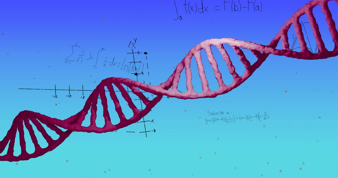 Digital DNA Strand Over Mathematical Equations Background