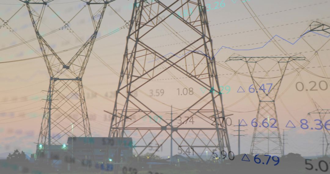 Electric Power Transmission Towers with Data Visualization Overlay