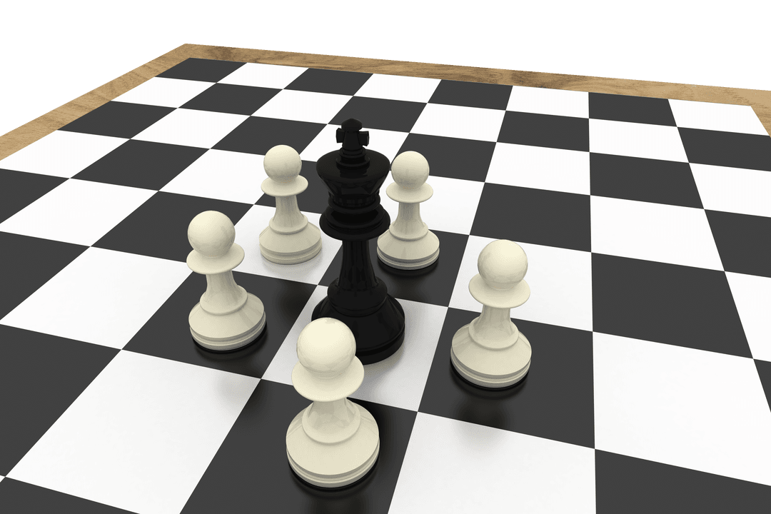 Strategy Concept Transparent Chess Board White Pawns Black King