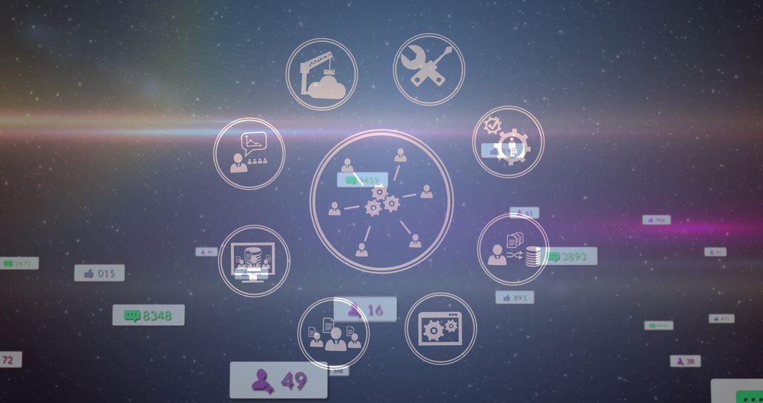 Digital Interface Featuring Social Media and Networking Icons