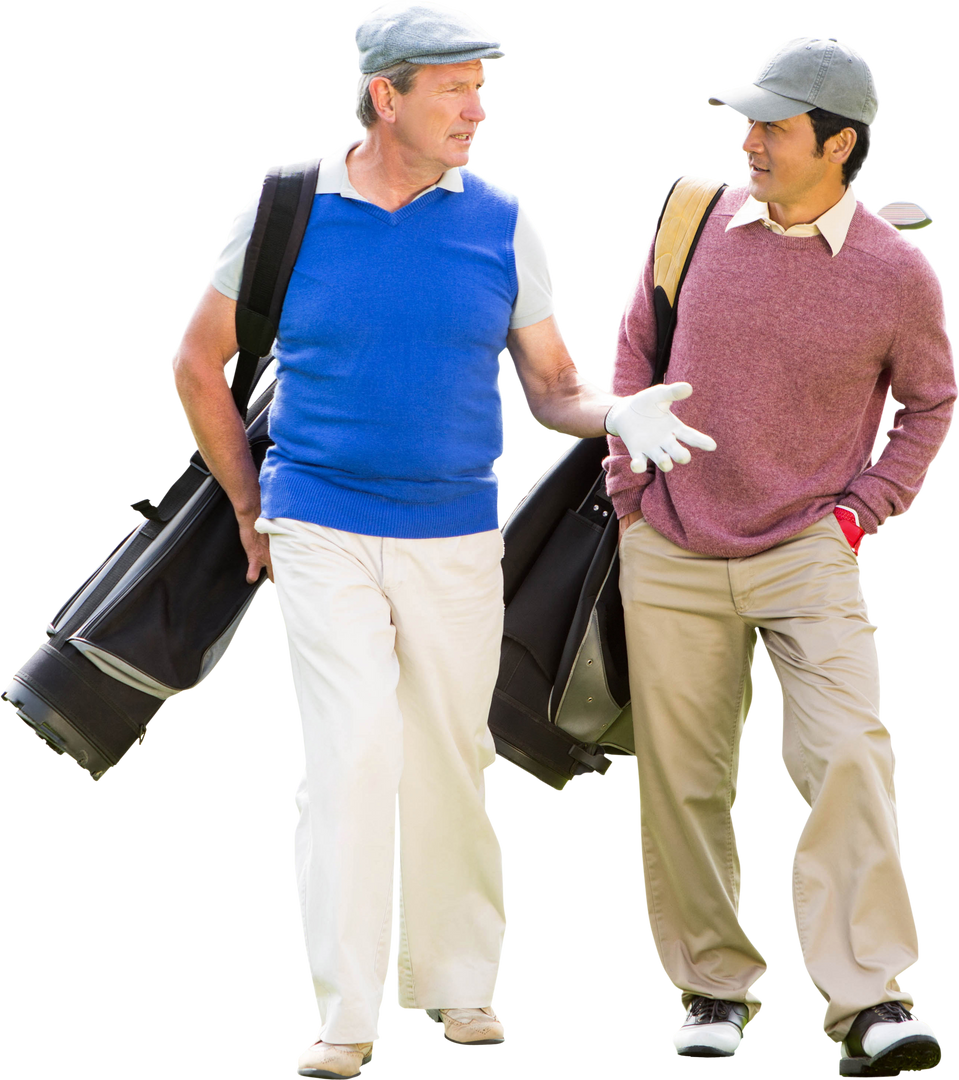 Two Senior Male Golf Players Chatting, Transparent Background - Download Free Stock Images Pikwizard.com