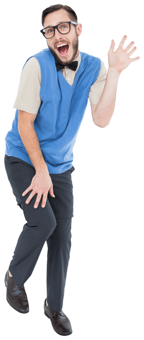 Geeky Hipster Gaily Posing in Transparent Background