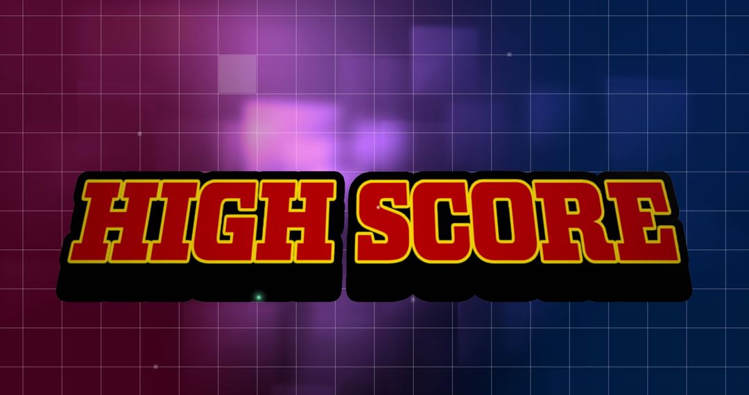 Retro Arcade High Score Overlay on Gradient Grid Background