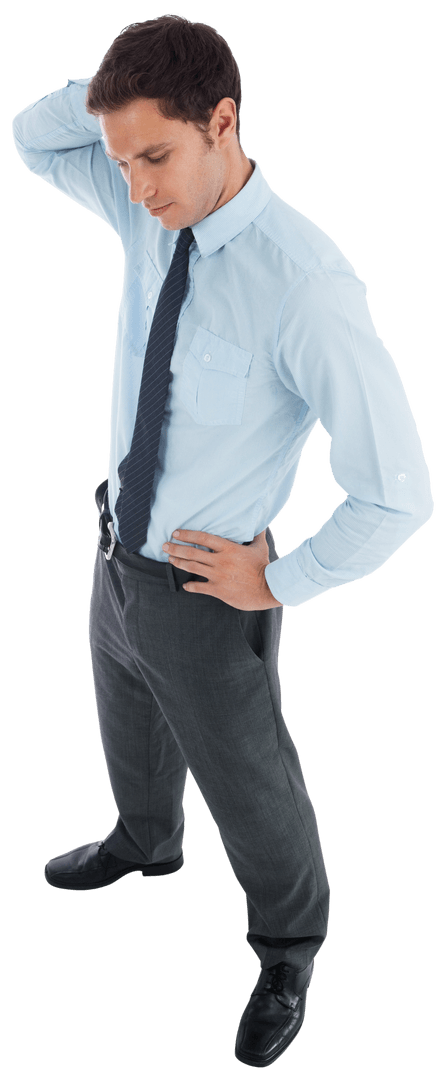 Confident Businessman Pondering Transparent Background