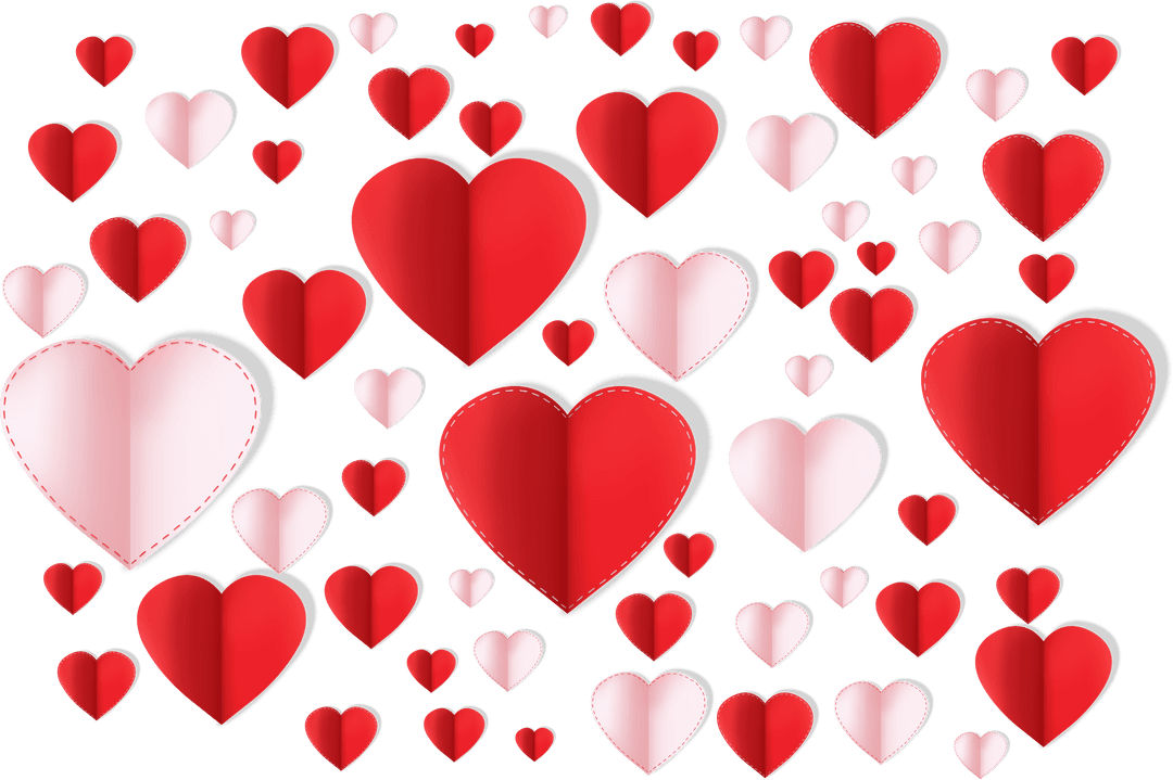 Digital Heart Pattern on Transparent Background