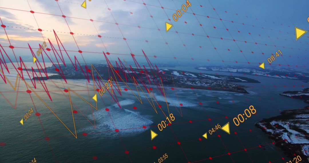 Digital Financial Data Visualization Above Frozen Landscape